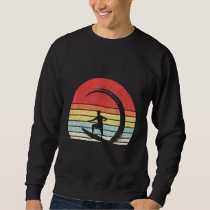 Vintage Retro Surfer Wave Surfing Surfa Beach Lång Ärmad Tröja