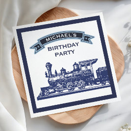 Vintage Retro Tåg Party Papper Pappersservett