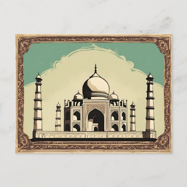 Vintage Retro Taj Mahal-vykort Vykort (Framsida)