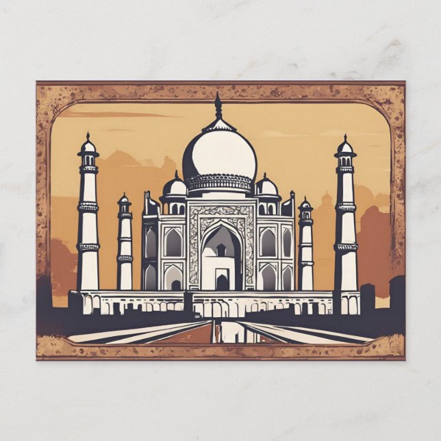 Vintage Retro Taj Mahal-vykort Vykort (Framsida)