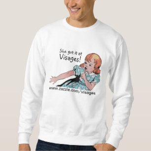 Vintage Retro Tecknad Art Girl Lång Ärmad Tröja