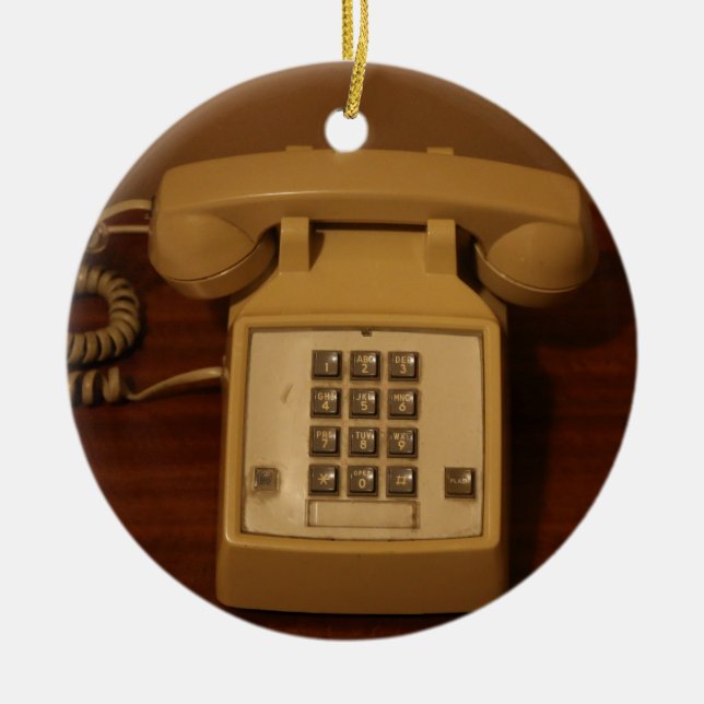 Vintage Retro-telefon Julgransprydnad Keramik (Framsidan)