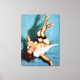 Vintage Retro Telefon Pinup flicka Canvastryck