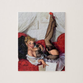 Vintage Retro Telefon Pinup flicka Pussel