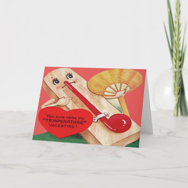 Vintage Retro Termometer Valentinekort Helgkort (Framsida)