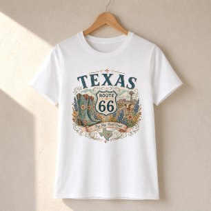 Vintage Retro Texas Mother Road Stövlar Kläder T Shirt