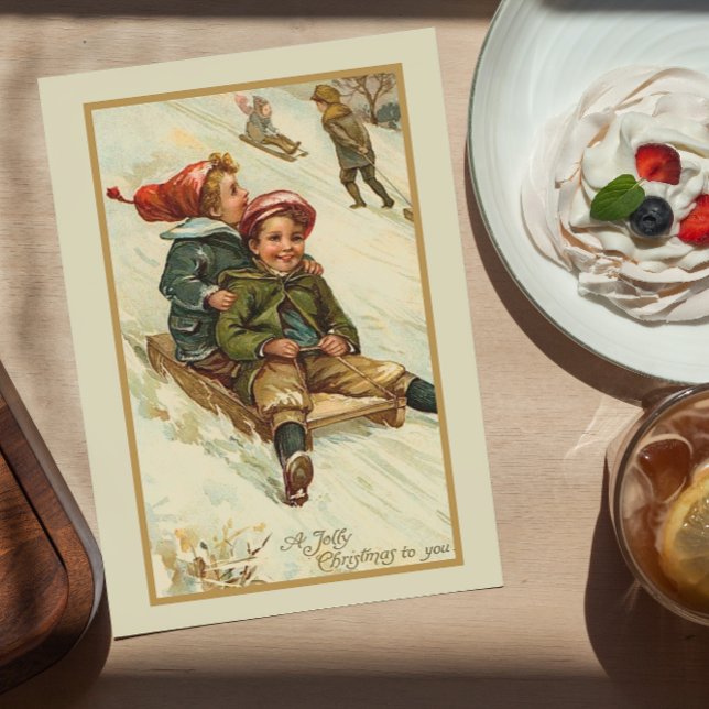 Vintage Retro Thmet Julvinter Helg Vykort (Skapare uppladdad)