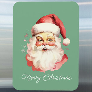 Vintage Retro Tomte Grön God Jul Magnet