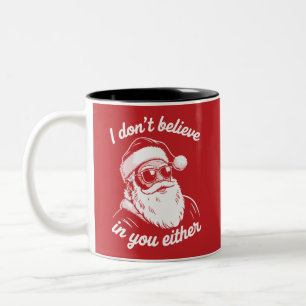 Vintage Retro Tomte Jag Tror Inte På Dig heller  Två-Tonad Mugg