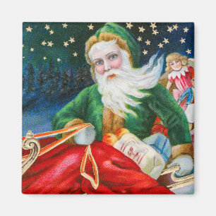 Vintage Retro Tomte Jul Postkort Magnet