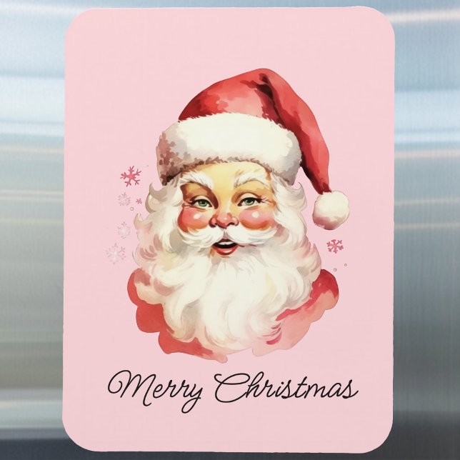 Vintage Retro Tomte Rosa God Jul Magnet (Skapare uppladdad)