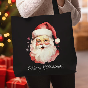 Vintage Retro Tomte Svart God Jul Tygkasse