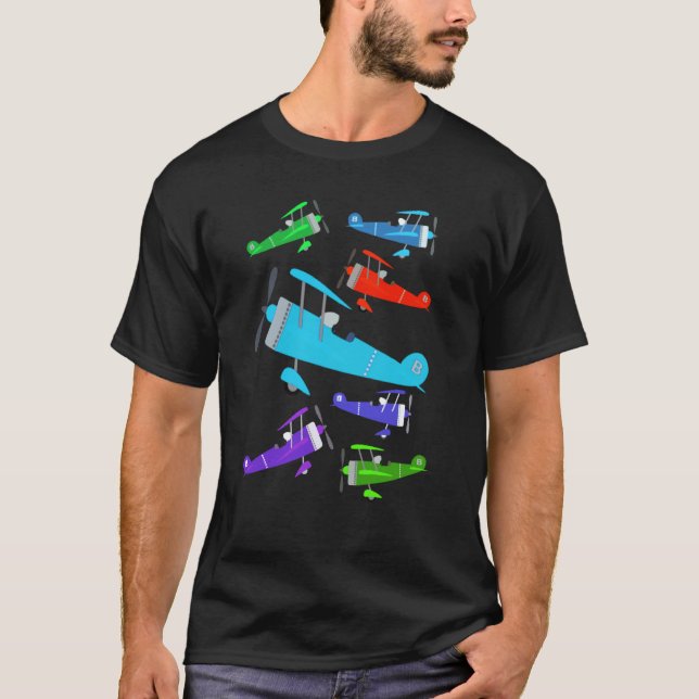 Vintage Retro Toy Planes T Shirt (Framsida)