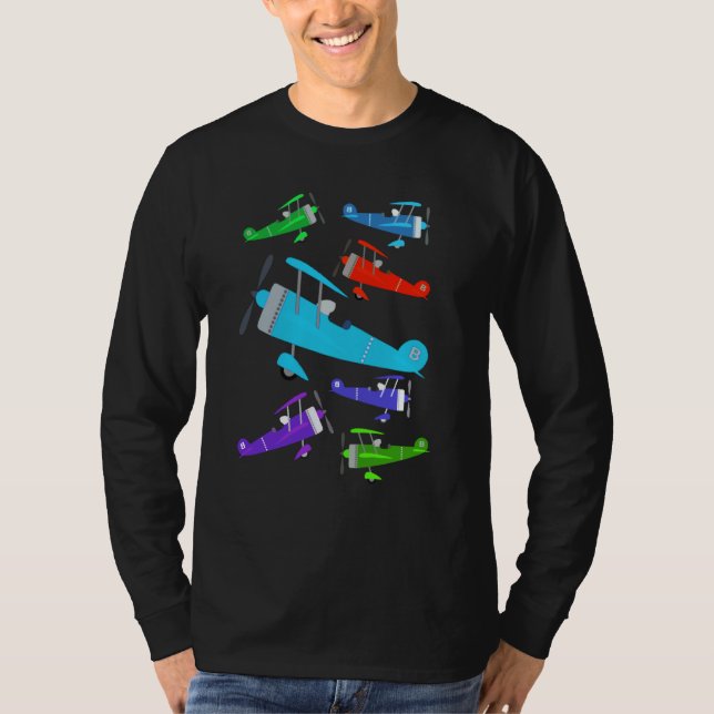 Vintage Retro Toy Planes T Shirt (Framsida)