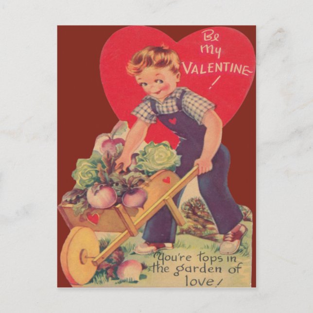 Vintage Retro Trädgårdsvalentin Kort (Framsida)