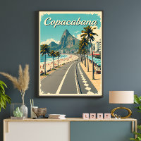 Vintage Retro Travel Poster - Copacabana Beach