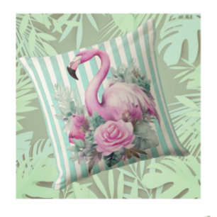 Vintage Retro Tropical Rosa Flamingo Kudde
