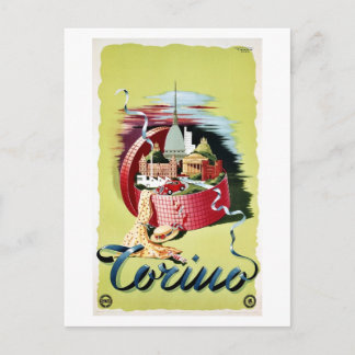 Vintage retro Turin Torino Italienska resmål Vykort