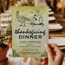 Vintage Retro Turkdinner Thanksgiving Inbjudningar