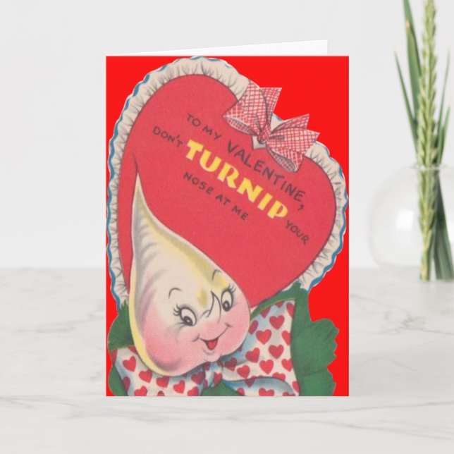 Vintage Retro Turnip Valentine Card Helgkort (Framsida)