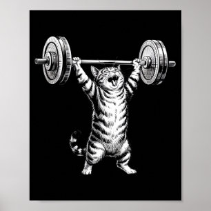 Vintage Retro Tyngdlyftning Gym Rolig Katt Dödlyft Poster