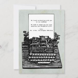 Vintage Retro Typewriter Bröllop Tack Kort