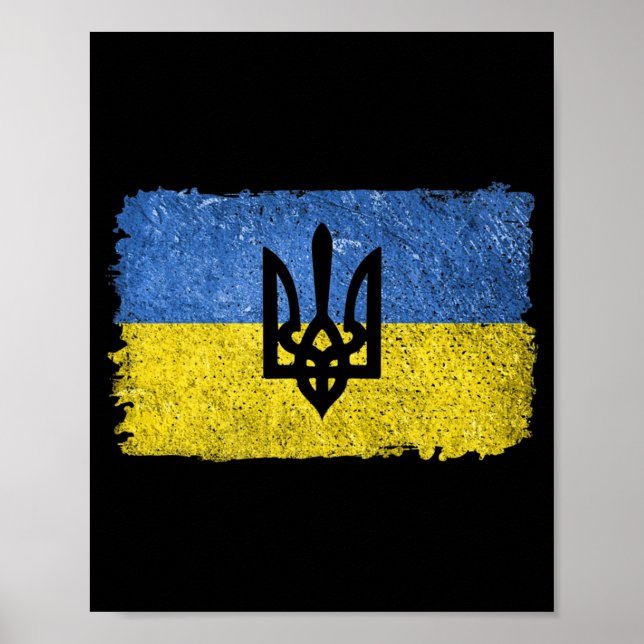 Vintage Retro Ukraina Ukrainas Flagga Pride Patrio Poster (Framsidan)