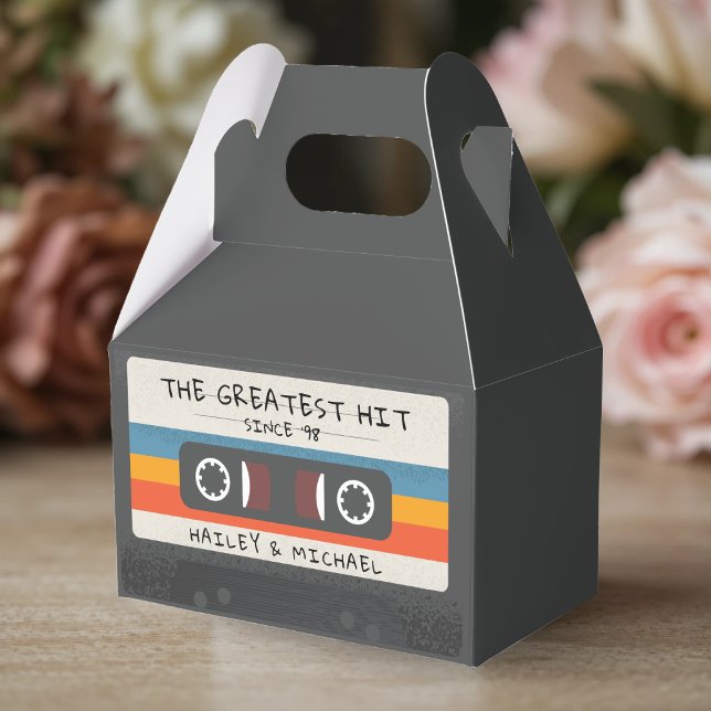 Vintage Retro Underbarare Slå kassettband Bröllop Presentaskar (Vintage Retro Greatest Hit Cassette Tape Wedding Favor Boxes
)