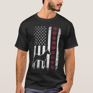 Vintage Retro USA Patriotic American Flagga Basenj T Shirt