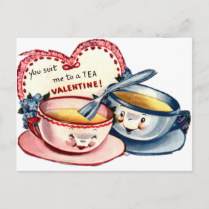 Vintage Retro Valentindagen Helg Vykort