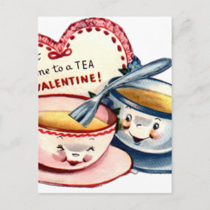 Vintage Retro Valentindagen Helg Vykort