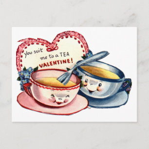 Vintage Retro Valentindagen Helg Vykort