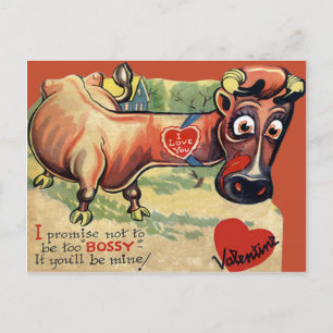 Vintage Retro Valentine Card för ko Helg Vykort