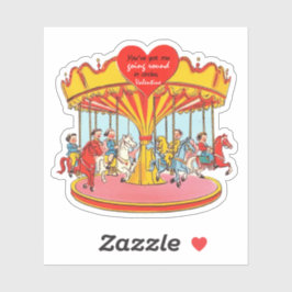 Vintage Retro Valentine Carousel Horses  Klistermärken