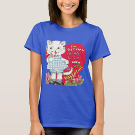 Vintage Retro Valentines Day Cat Eating Ice Cream Tee