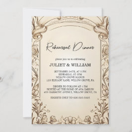 Vintage Retro Vellum Overlay Rehearsal Middag Inbjudningar