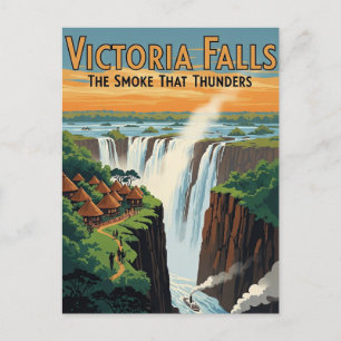 Vintage Retro Victoria Falls Travel Vykort