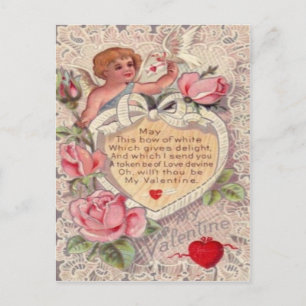 Vintage Retro Victorian Cupid Ro Valentine Card Helg Vykort