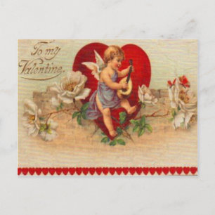 Vintage Retro Victorian Cupid Valentine Card Helg Vykort