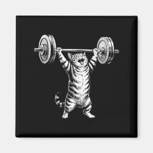Vintage Retro Viktlyftning Gym Rolig Katt Dödlyft Magnet