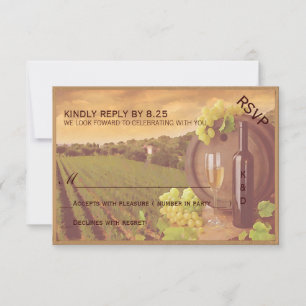 Vintage Retro Vinodling Solnedgång Bröllop RSVP OSA Kort