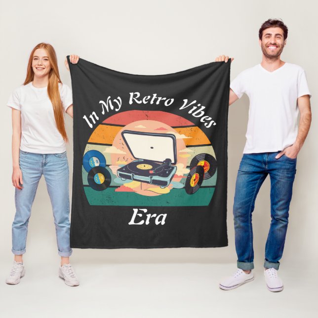 vintage retro vinyl Fleece Blanket (På plats)