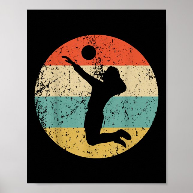 Vintage Retro Volleyball Player Poster (Framsidan)