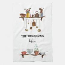 Vintage Retro Watercolor Kitchen Utensils