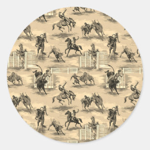 Vintage Retro Western Rodeo Cowboy Runt Klistermärke