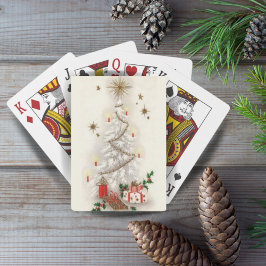 Vintage Retro White och Guld Julgran Holida Casinokort