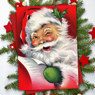 Vintage Retro Winking Jultomten Anpassningsbar - j Kort