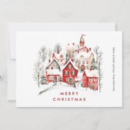 Vintage Retro Winter Town Jul Corporate Julkort