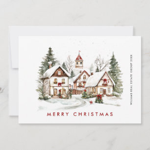 Vintage Retro Winter Town Jul Corporate Julkort