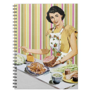 Vintage, Retro Woman Recipe Bok Anteckningsbok